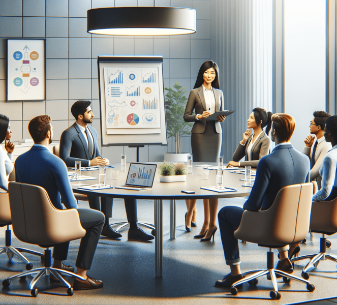 A professional works